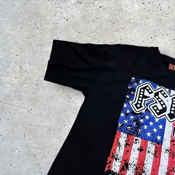 FSM 691 American Flag T-Shirt Size Large Hot Eagle Short Sleeve Tee Black - Picture 2 of 8